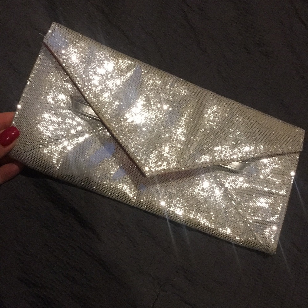 Victoria secret silver glitter clutch